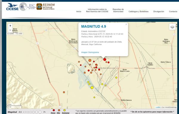 REPORTA PROTECCIÓN CIVIL BAJA CALIFORNIA SISMO MAGNITUD 5 EN MEXICALI; NO SE REGISTRAN&nbsp;INCIDENTES
